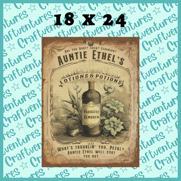 Auntie Ethel Lotions and Potions Poster