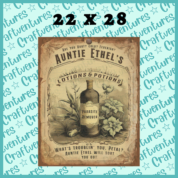 Auntie Ethel Lotions and Potions Poster