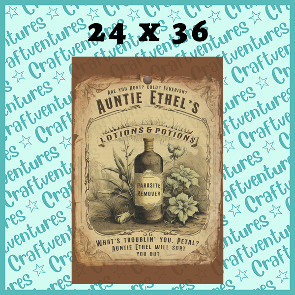 Auntie Ethel Lotions and Potions Poster