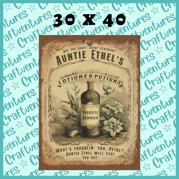 Auntie Ethel Lotions and Potions Poster