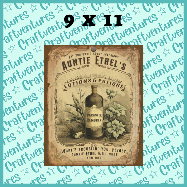 Auntie Ethel Lotions and Potions Poster