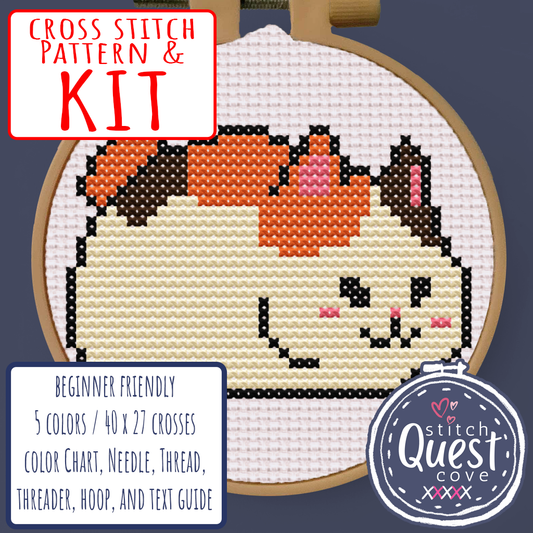Fat Cat - FFXIV Beginner's Cross Stitch Kit